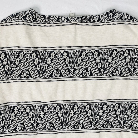 J Crew Sz Small Black Cream Graphic 3/4 Sleeve Sweatshirt - Picture 6 of 9